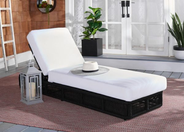 SAFAVIEH Gillian Outdoor Patio Sunlounger, White/Black