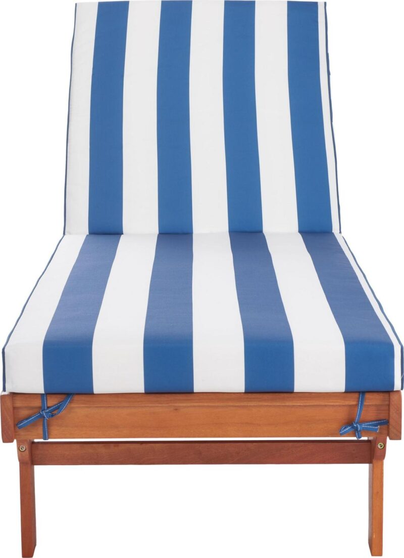 SAFAVIEH Newport Outdoor Patio Chaise Lounge Chair, Natural/Blue/White - Image 6