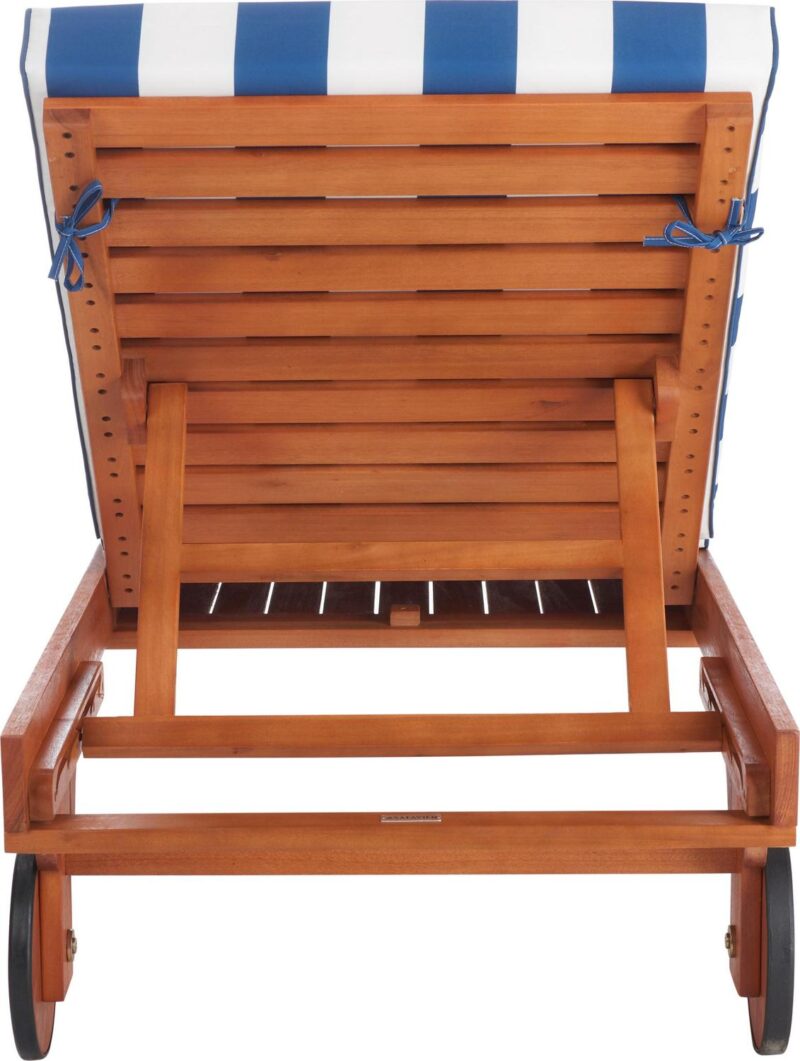 SAFAVIEH Newport Outdoor Patio Chaise Lounge Chair, Natural/Blue/White - Image 8