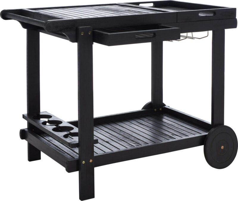SAFAVIEH Orland Outdoor Patio Adjustable Tea Trolley, Black - Image 6
