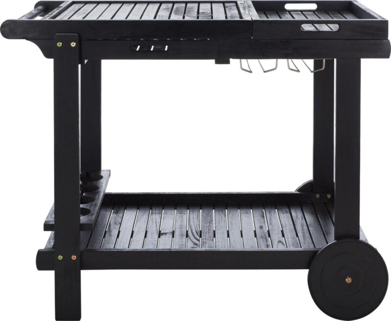 SAFAVIEH Orland Outdoor Patio Adjustable Tea Trolley, Black - Image 2