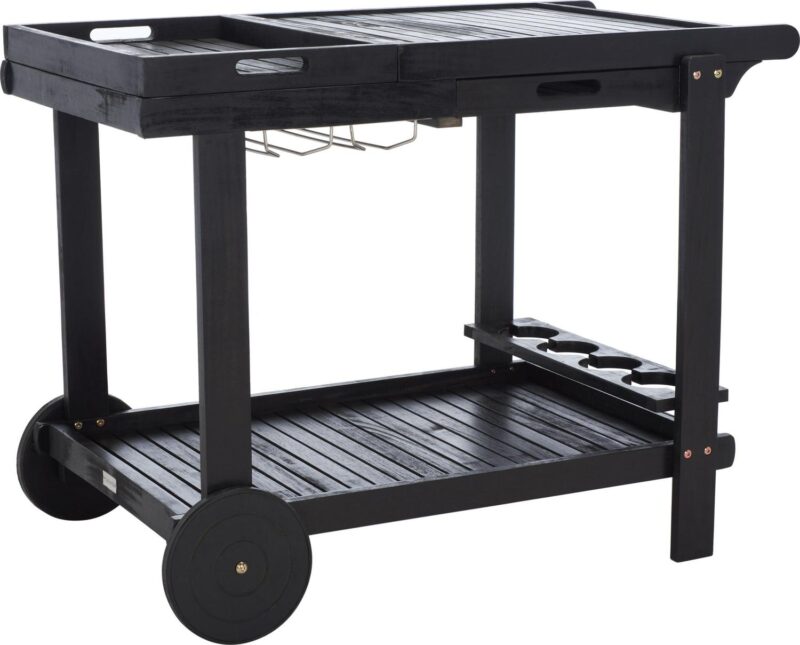 SAFAVIEH Orland Outdoor Patio Adjustable Tea Trolley, Black - Image 9