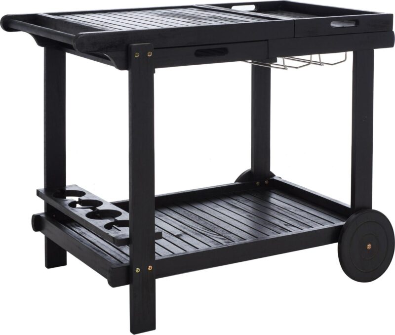 SAFAVIEH Orland Outdoor Patio Adjustable Tea Trolley, Black - Image 4