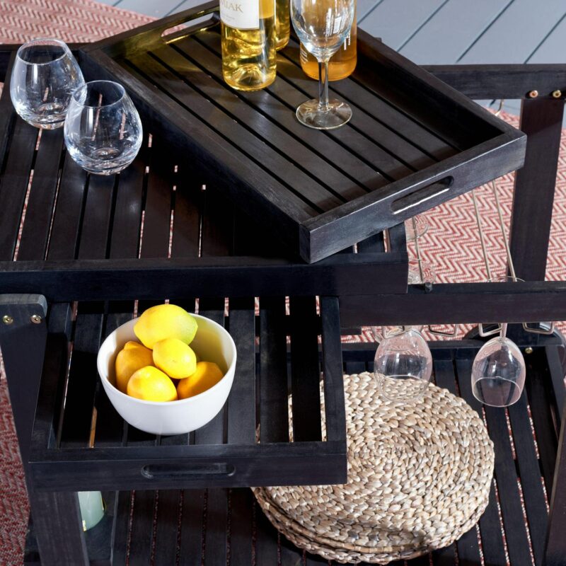 SAFAVIEH Orland Outdoor Patio Adjustable Tea Trolley, Black - Image 11
