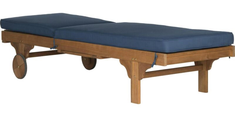 SAFAVIEH Outdoor Collection Newport Chaise Chair and Side Table Natural/Navy - Image 6