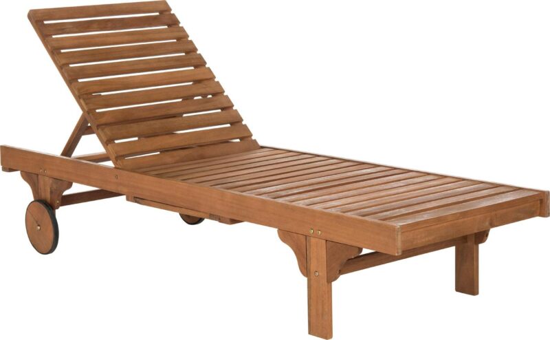SAFAVIEH Outdoor Collection Newport Chaise Chair and Side Table Natural/Navy - Image 5