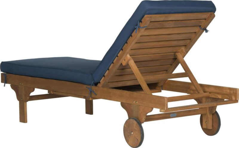SAFAVIEH Outdoor Collection Newport Chaise Chair and Side Table Natural/Navy - Image 7
