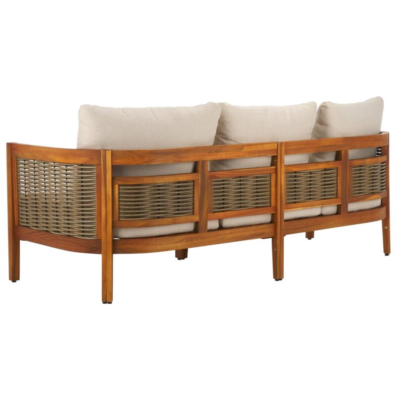 SAFAVIEH Theo Acacia Wood Outdoor Sofa, Natural/Taupe - Image 8