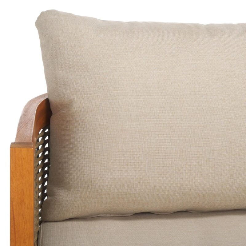 SAFAVIEH Theo Acacia Wood Outdoor Sofa, Natural/Taupe - Image 9