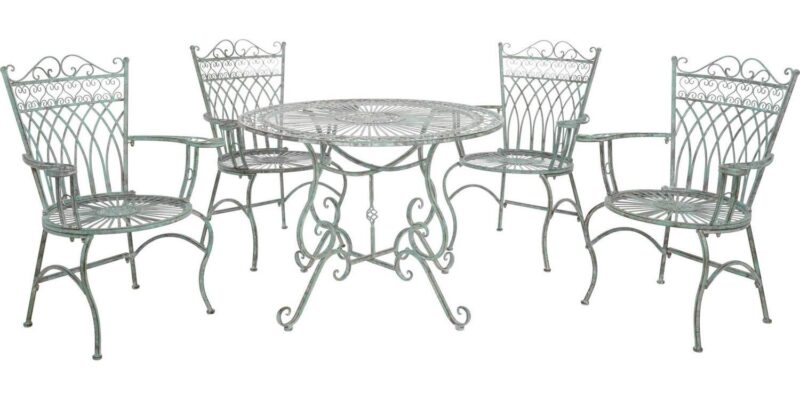 SAFAVIEH Thessaly Outdoor Patio 5 Piece Dining Set, Antique Green - Image 2
