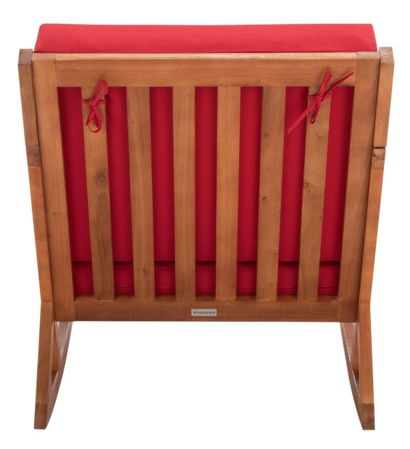SAFAVIEH Vernon Outdoor Patio Rocking Chair, Natural/Red - Image 7