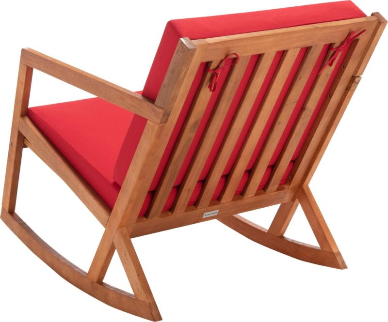 SAFAVIEH Vernon Outdoor Patio Rocking Chair, Natural/Red - Image 8