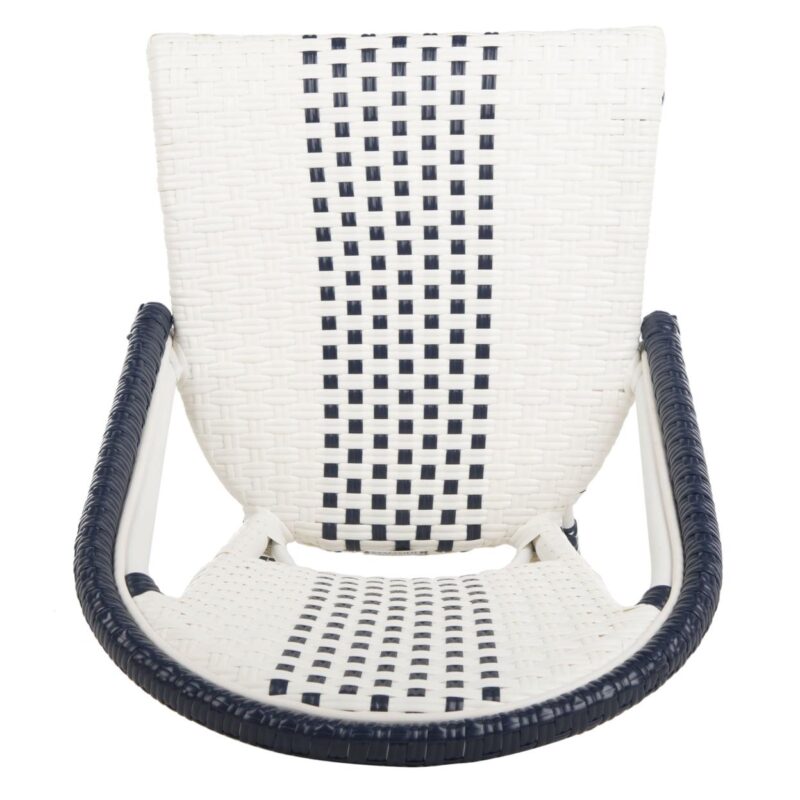 SAFAVIEH Zoya Outdoor Patio Stackable Chair, Navy/White, Set of 2 - Image 4