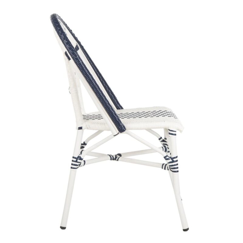 SAFAVIEH Zoya Outdoor Patio Stackable Chair, Navy/White, Set of 2 - Image 6