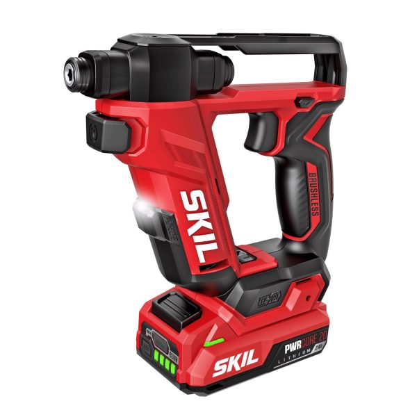 SKIL 12V/20V Brushless Flip Drill, 20V Kit Including 20V 2.0Ah Lithium USB-C Battery and 20W USB-C PD Charger-DL6300D-12