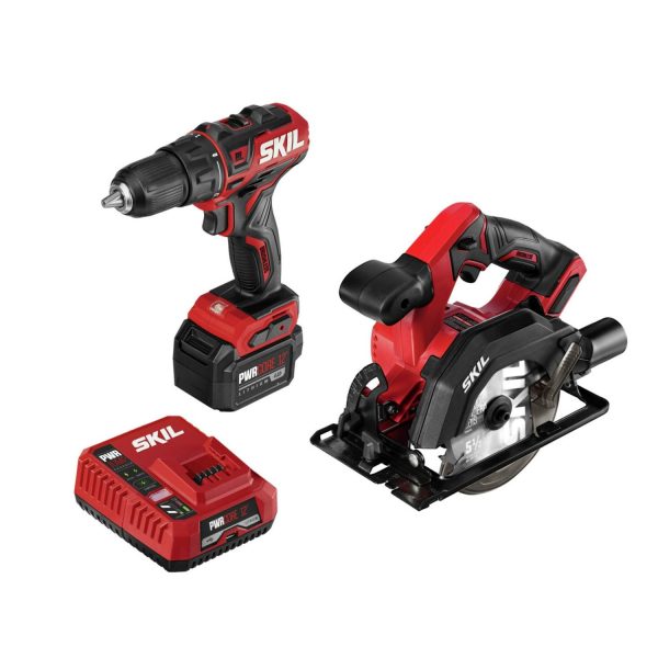 SKIL Cordless PWR CORE 12a c Brushless 12-Volt Drill Driver and Circular Saw Kit with 4.0Ah Battery and PWR JUMPa c Charger