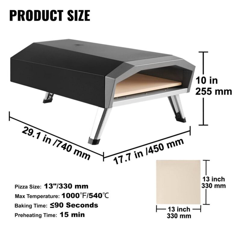 SKYSHALO 13  Portable Outdoor Pizza Oven Gas Pizza Oven Stainless Steel Foldable - Image 7