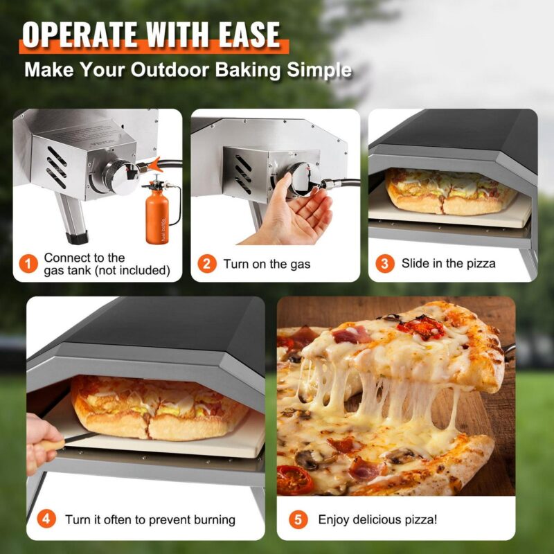 SKYSHALO 13  Portable Outdoor Pizza Oven Gas Pizza Oven Stainless Steel Foldable - Image 5