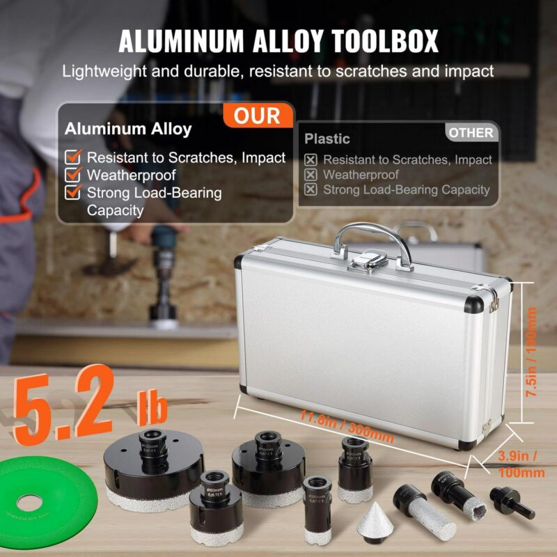 SKYSHALO Diamond 6 PCS 20/25/35/50/75/100mm Diamond Hole Saw Kit Core Drill Bit Set - Image 5