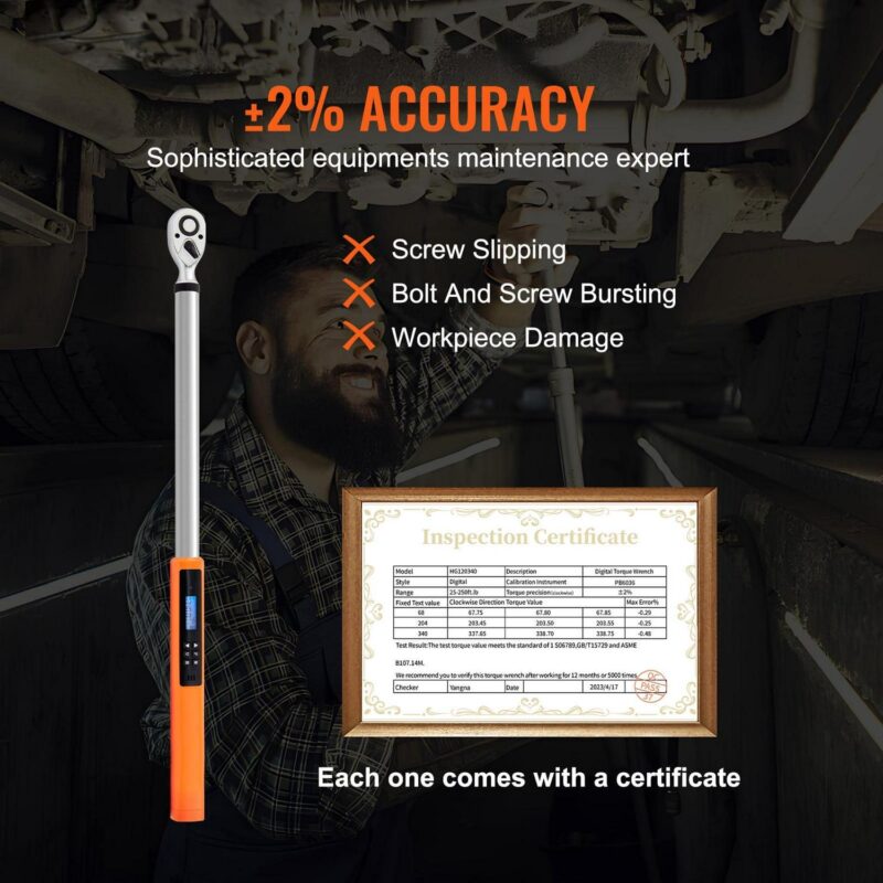 SKYSHALO Digital Torque Wrench, 1/2  Drive Electronic Torque Wrench, Torque Wrench Kit 25-250ft.lb/34-340n.m Torque Range Accurate to A+-2%, 3-Mode Adjustable Torque Wrench Set - Image 2