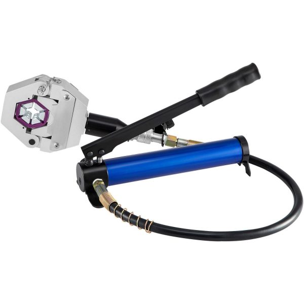 SKYSHALO Manually Operated AC Hose Crimper FS-7842B Separable Hydraulic Hose Crimper Kit Manual Piston Valve for Aluminum Pump Air Conditioning Repair with 7 Dies Whole Set Handheld AC Hose