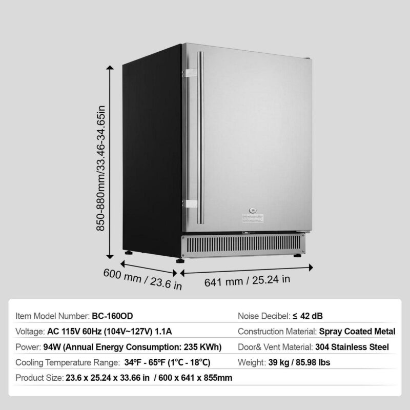 SKYSHALO Outdoor Beverage Fridge Cooler, 23.6''x 25.24''x 33.66'' - Image 7