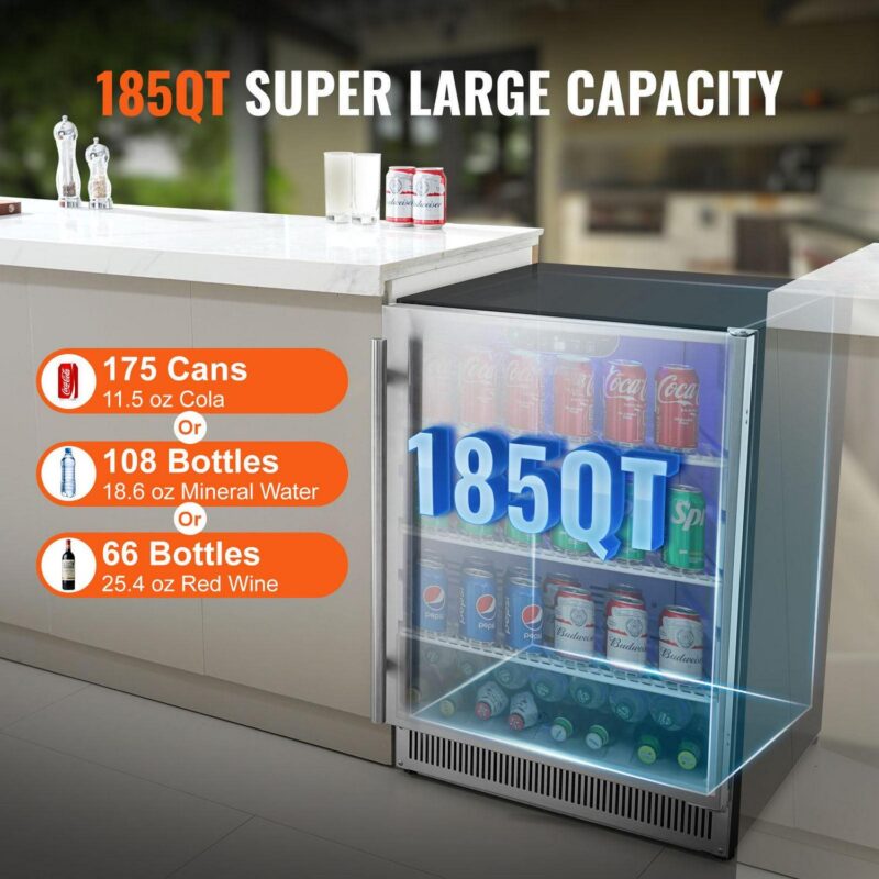 SKYSHALO Outdoor Beverage Fridge Cooler, 23.6''x 25.24''x 33.66'' - Image 4