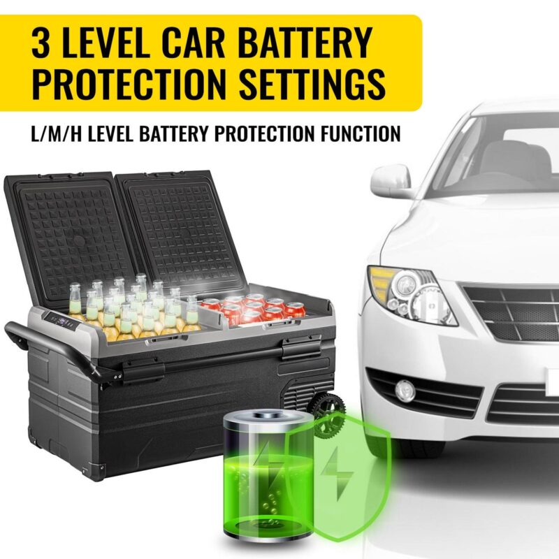 SKYSHALO Portable Car Freezer, 100 Quart Portable Refrigerator Freezer, 95L Dual Storage Zone Camping Freezer, -4 ~68 12 Volt Fridge Freezer, Car Freezer for Car and Home Use, DC 12/24V, AC 100-240V - Image 5