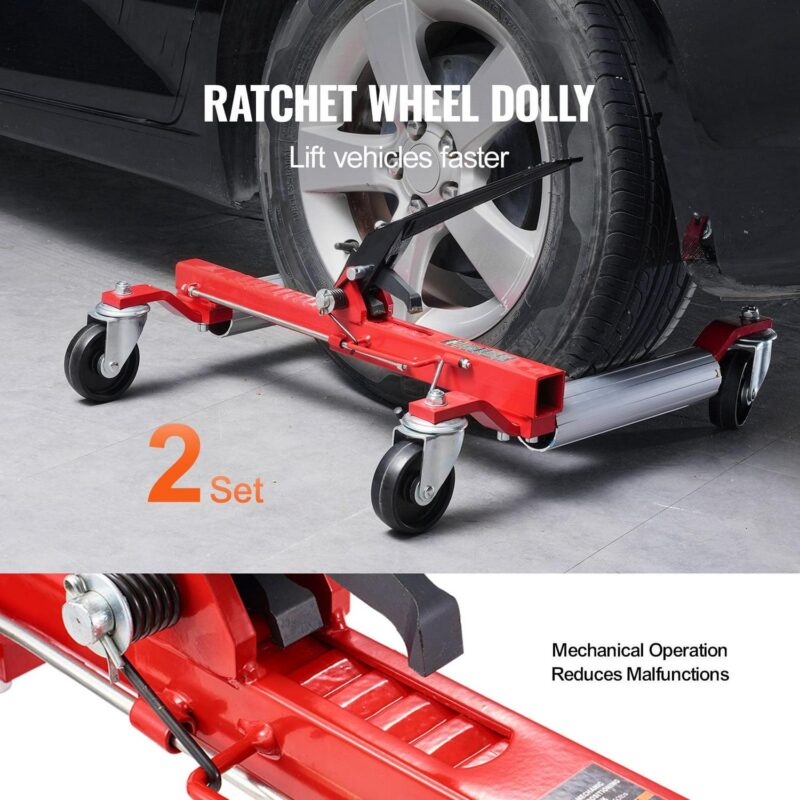 SKYSHALO Tire Mover, 1500 Lbs Maximum Load Car Mover, Automotive Lifter with Fully Swiveling Wheels, Robust Vehicle Positioning Ratchet Tire Lifter, Ideal for Vehicle Auto Maintenance Relocation - Image 7