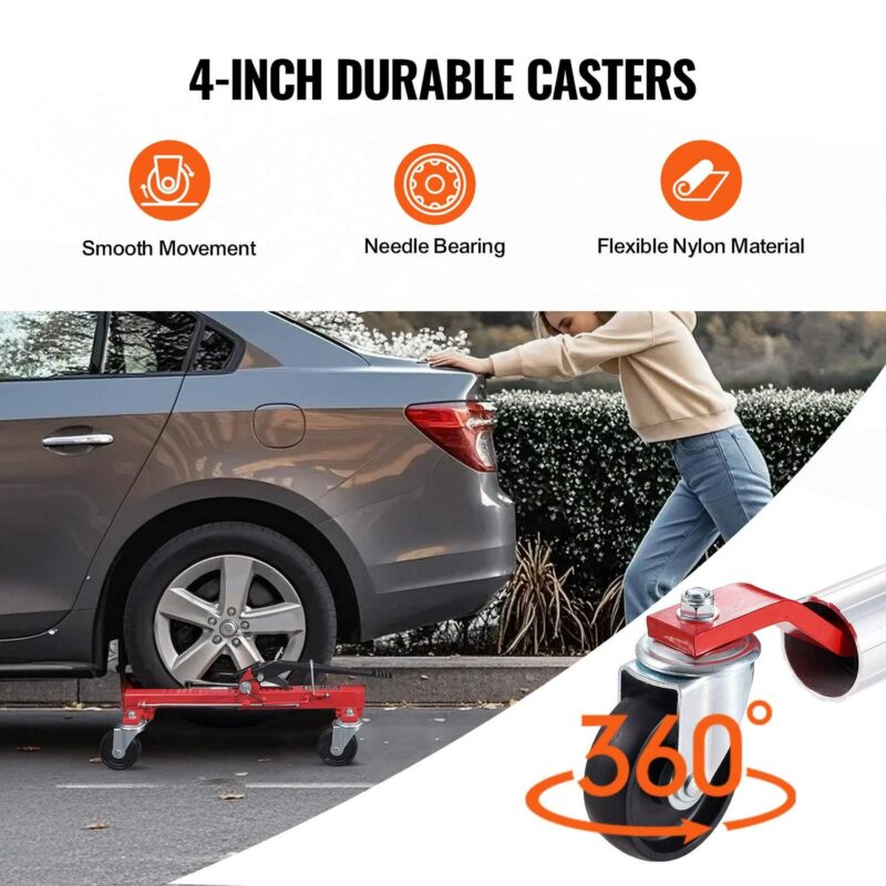 SKYSHALO Tire Mover, 1500 Lbs Maximum Load Car Mover, Automotive Lifter with Fully Swiveling Wheels, Robust Vehicle Positioning Ratchet Tire Lifter, Ideal for Vehicle Auto Maintenance Relocation - Image 9