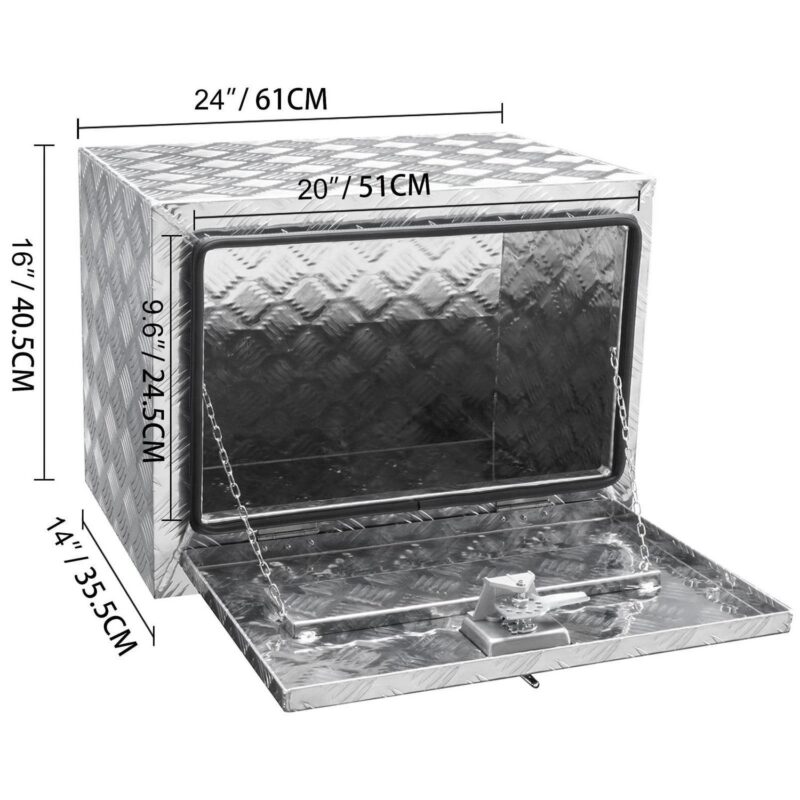 SKYSHALO Underbody Aluminum Truck Tool Box 24  x 14  x 16  Trailer RV Tool Storage - Image 6