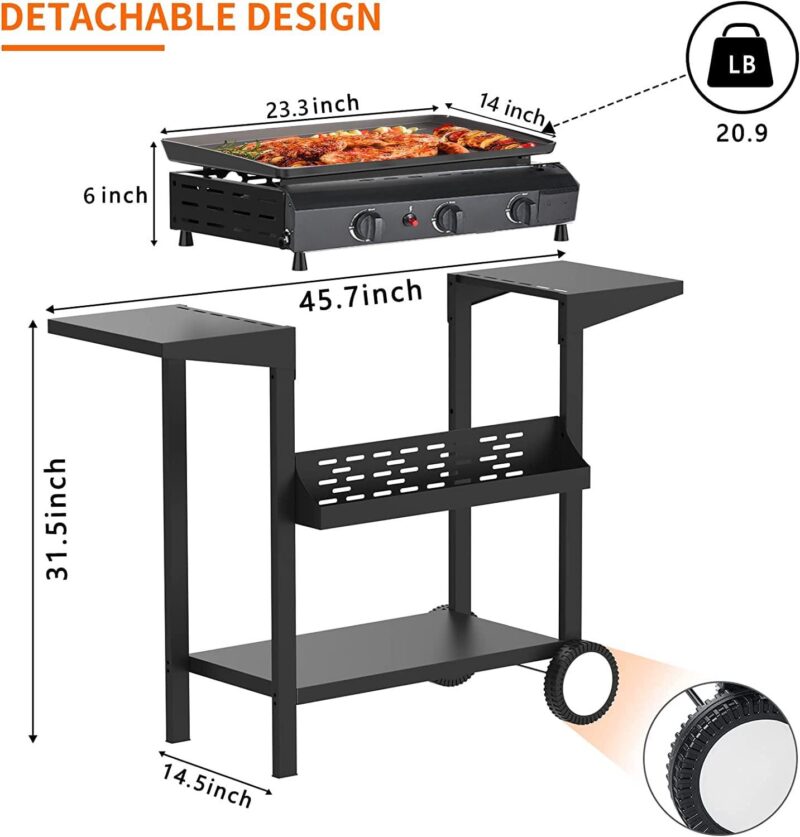 SUGIFT 3 Burner BBQ Propane Gas Grill, Stainless Steel 32,700 BTU Patio Garden Barbecue Grill, Black - Image 4