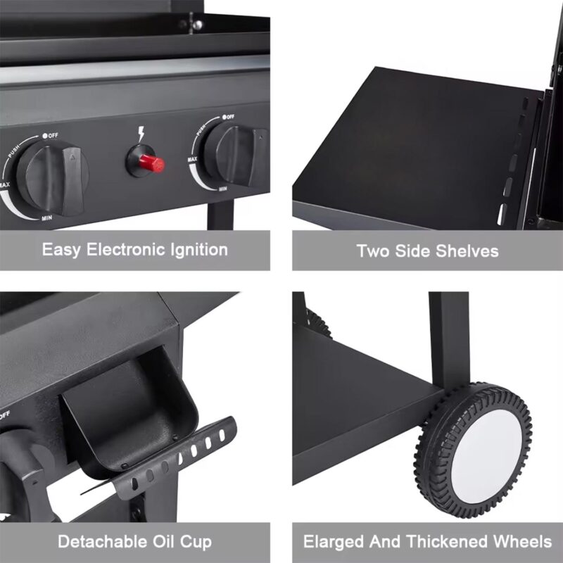 SUGIFT 4-Burner Propane Gas Griddle Flat Top Grill with Side Shelf for Outdoor BBQ and Camping - Image 5
