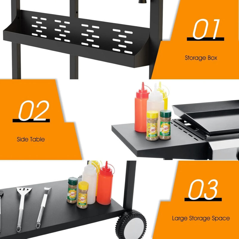 SUGIFT 4-Burner Propane Gas Griddle Flat Top Grill with Side Shelf for Outdoor BBQ and Camping - Image 7