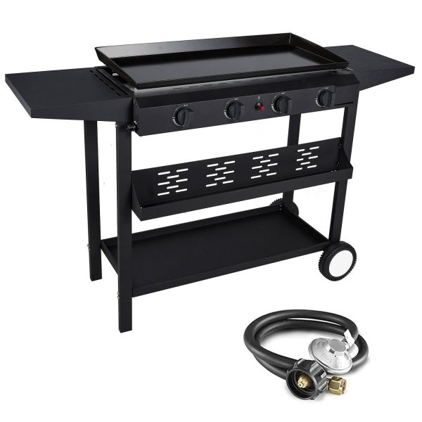 SUGIFT 4-Burner Propane Gas Griddle Flat Top Grill with Side Shelf for Outdoor BBQ and Camping