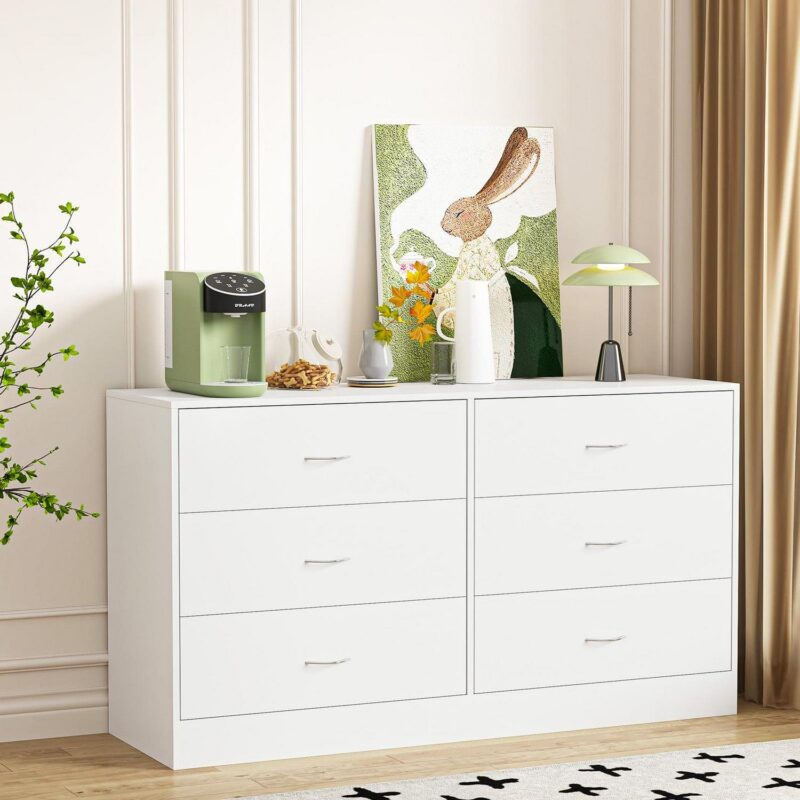 SUGIFT 6 Drawer White Dresser for Bedroom Versatile Chests of Drawers with Sturdy Structure - Image 5