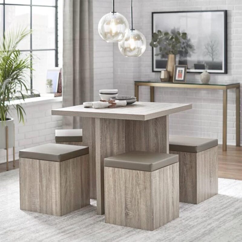 SUGIFT Dining Table Set for 4, 31in Kitchen Table and Chairs Set of 4, for Small Space, Apartment, Dinette, Taupe - Image 5