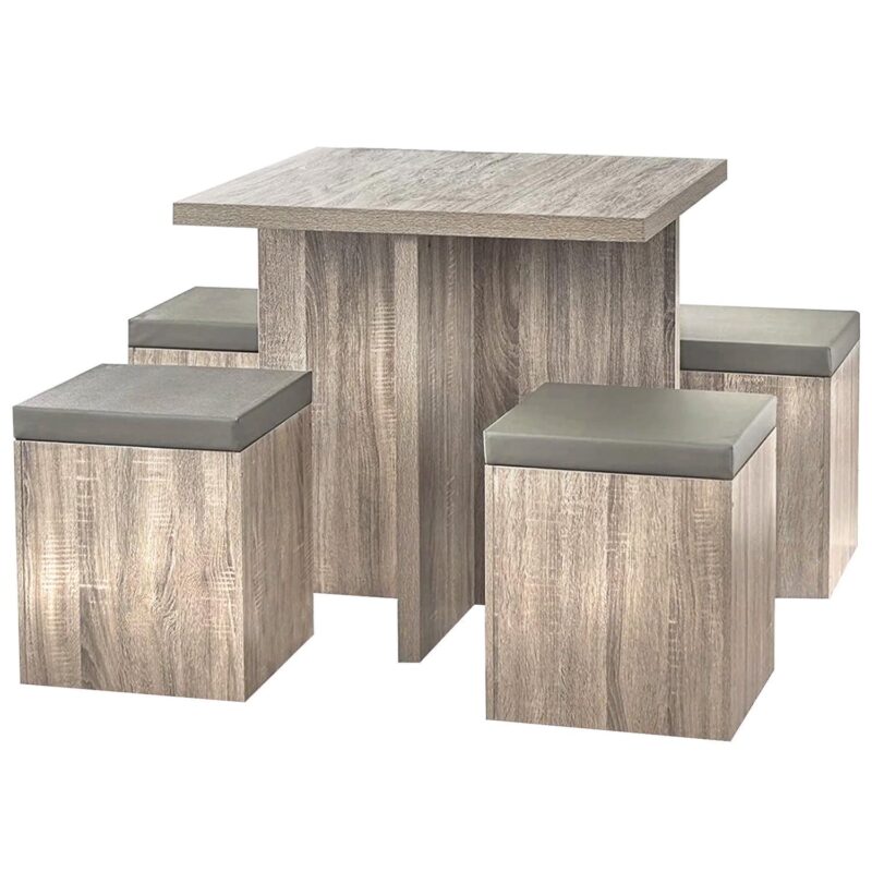 SUGIFT Dining Table Set for 4, 31in Kitchen Table and Chairs Set of 4, for Small Space, Apartment, Dinette, Taupe - Image 4