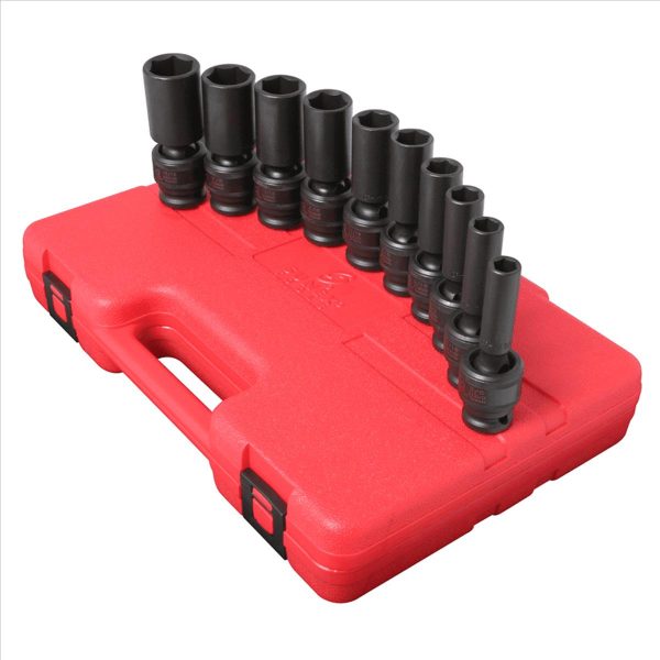 SUNEX SOCKET SET IMPACT 1/2IN. DRIVE 10PC UNIV DEEP SAE