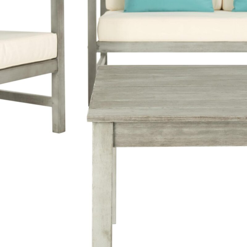Safavieh Montez 4-Piece Eucalyptus Wood Outdoor Set in Gray/Beige - Image 4