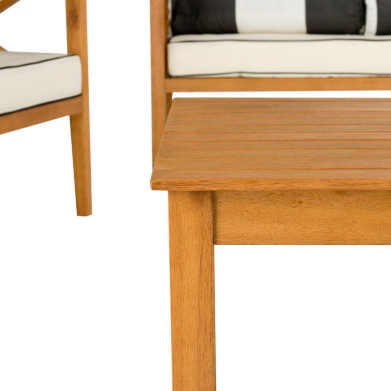 Safavieh Nunzio 4-Piece Eucalyptus Wood Outdoor Set in Teak Brown/Beige - Image 6