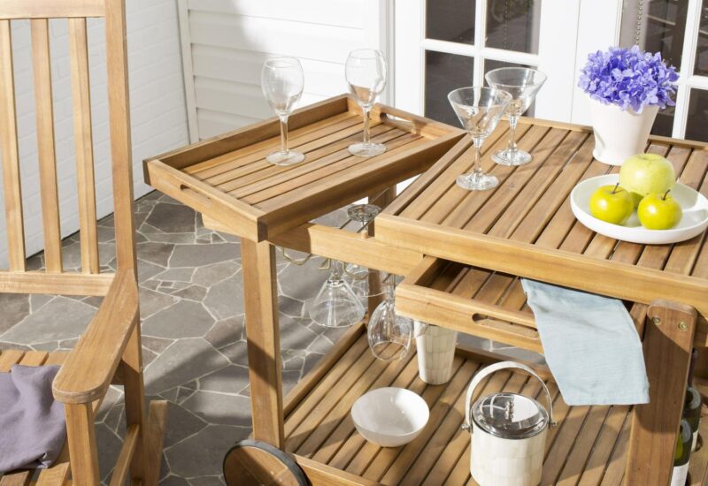 Safavieh Orland Indoor/Outdoor Contemporary Wood Tea Trolley - Image 2