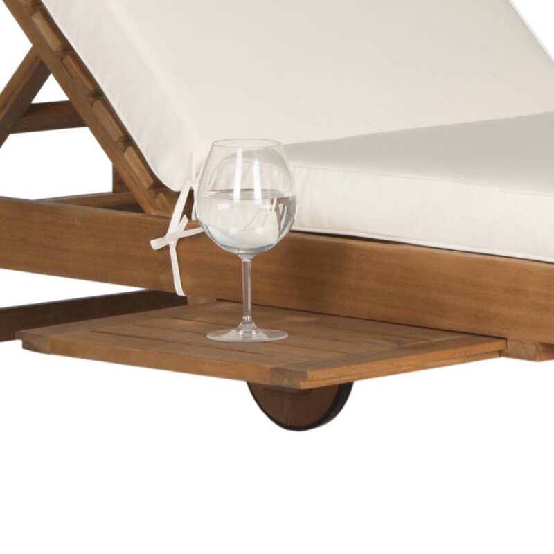 Safavieh Outdoor Newport Solid Wood Chaise Lounge Chair with Side Table and Cushion - 27.6  x 78.7  x 14.2 - Image 7