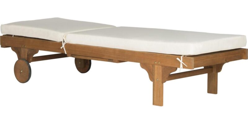 Safavieh Outdoor Newport Solid Wood Chaise Lounge Chair with Side Table and Cushion - 27.6  x 78.7  x 14.2 - Image 5