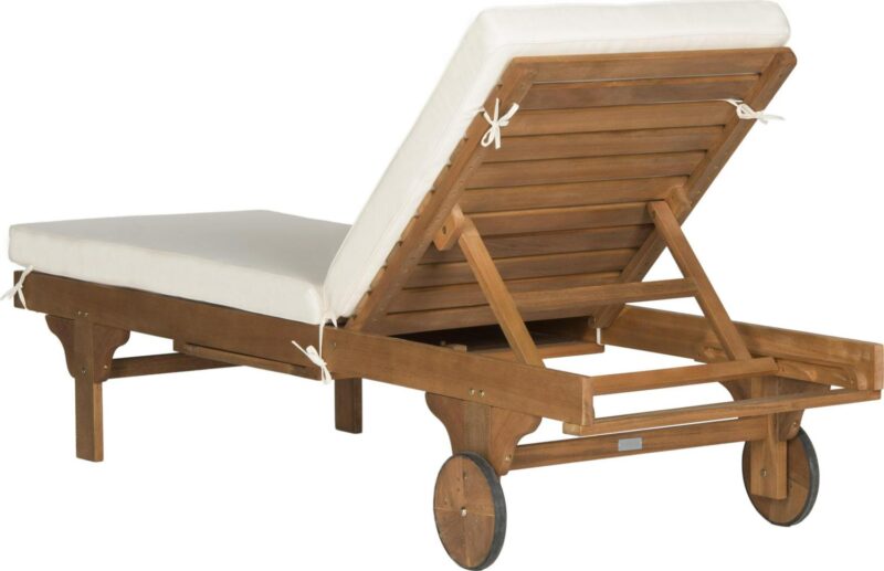 Safavieh Outdoor Newport Solid Wood Chaise Lounge Chair with Side Table and Cushion - 27.6  x 78.7  x 14.2 - Image 6