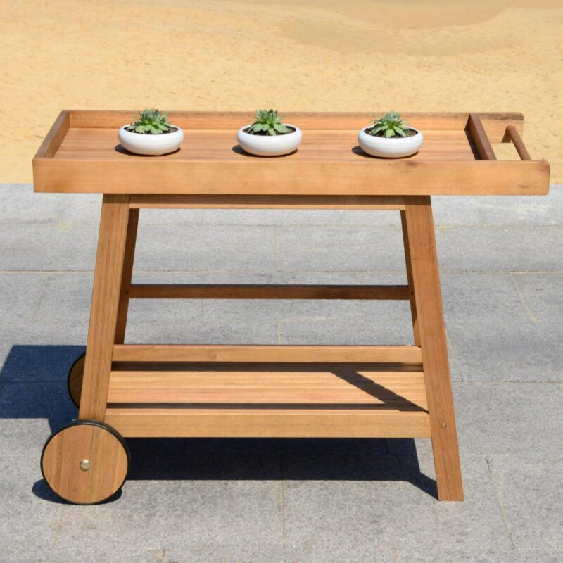 Safavieh Renzo Carro de Bar de Madera para Granja Al Aire Libre de 2 Niveles - Image 2