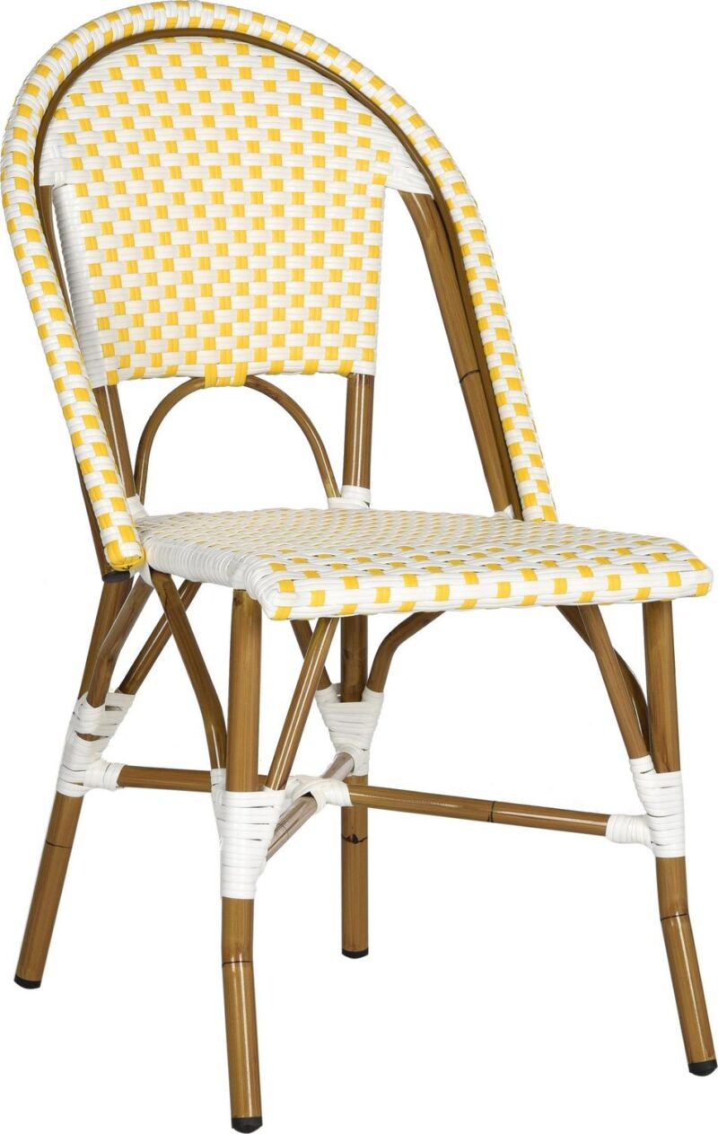 Safavieh Salcha Outdoor Bistro Side Chair, Set of 2 - Yellow/White - Image 3