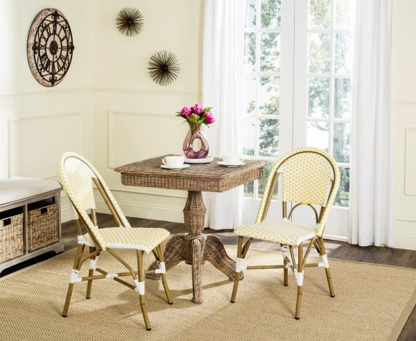 Safavieh Salcha Outdoor Bistro Side Chair, Set of 2 - Yellow/White