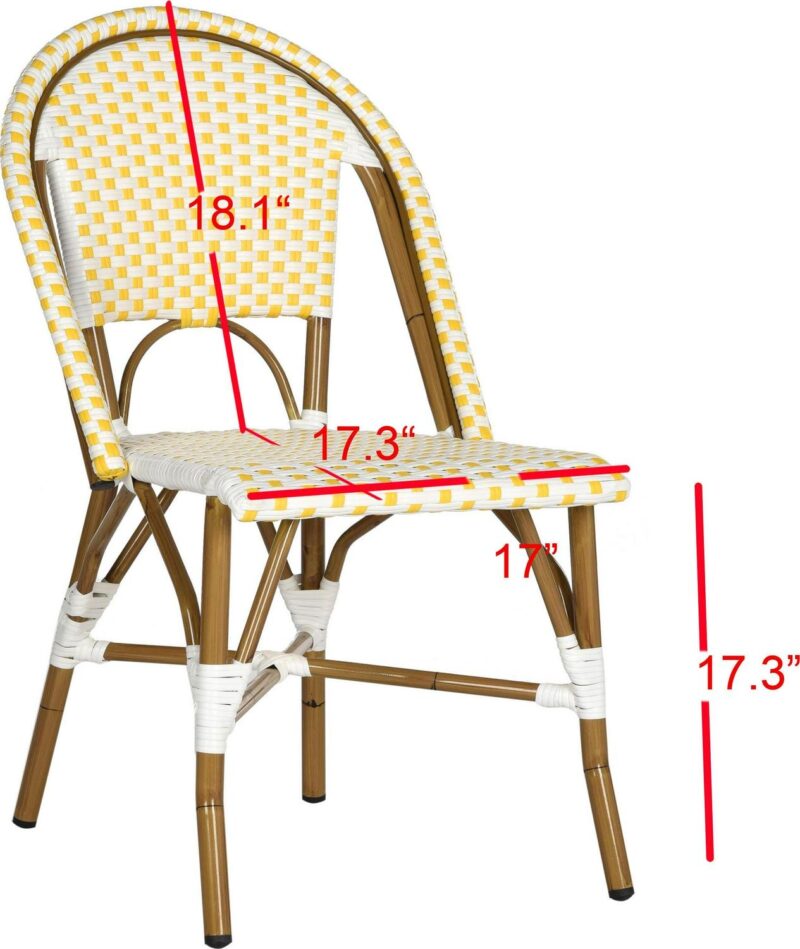Safavieh Salcha Outdoor Bistro Side Chair, Set of 2 - Yellow/White - Image 9