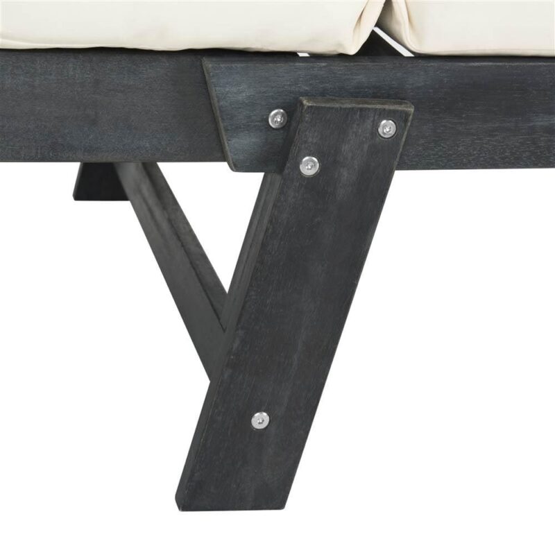 Safavieh Tandra Acacia Wood/Polyester Outdoor Daybed in Dark Slate Gray/Beige - Image 5